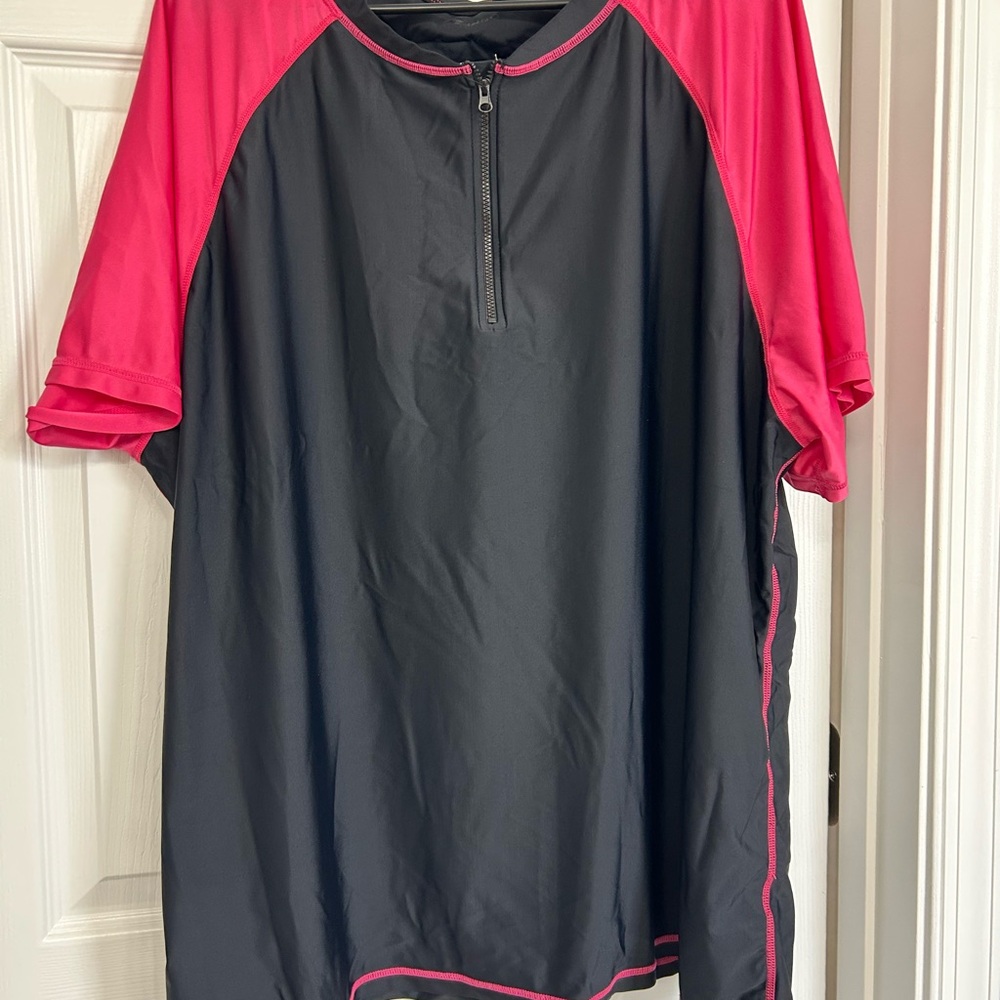 Black and Pink Zip-Up Shirt